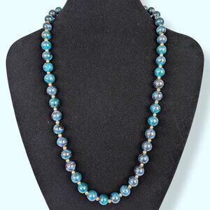 (2/$20) Vintage Blue Swirl Beaded Necklace